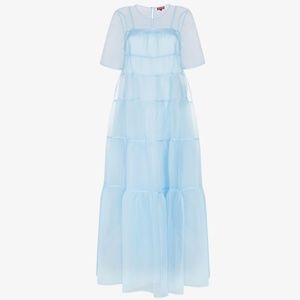 STAUD Blue Hyacinth Tiered Dress